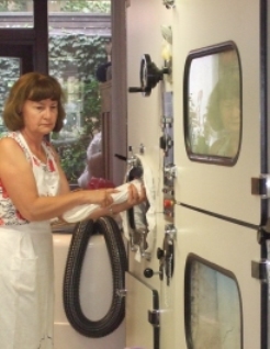 Arbeiten an der Entleerungsmaschine